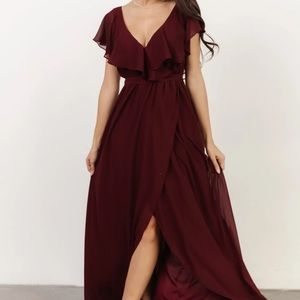 Baltic Born Katya Ruffle Maxi Dress Burgundy